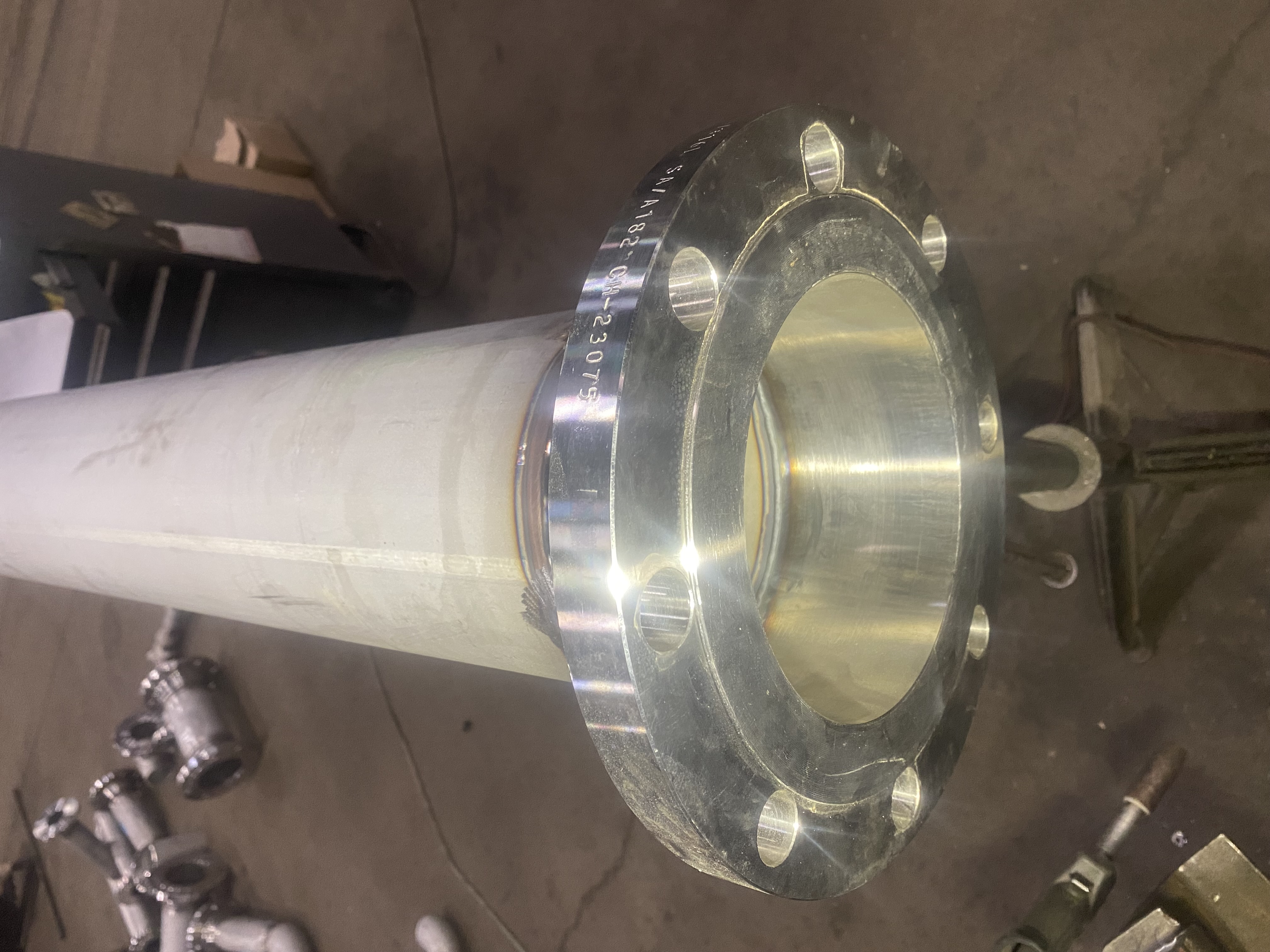 Stainless steel flange welded to Sch10 pipe